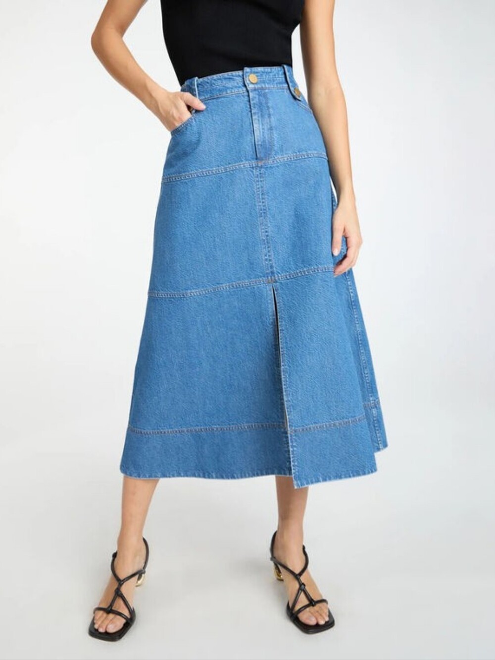 Tanya Taylor Hudie Denim Midi Skirt
